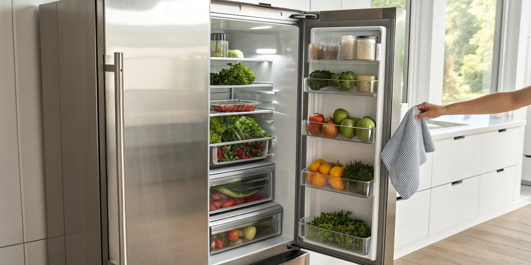 Clean commercial refrigerator interior.