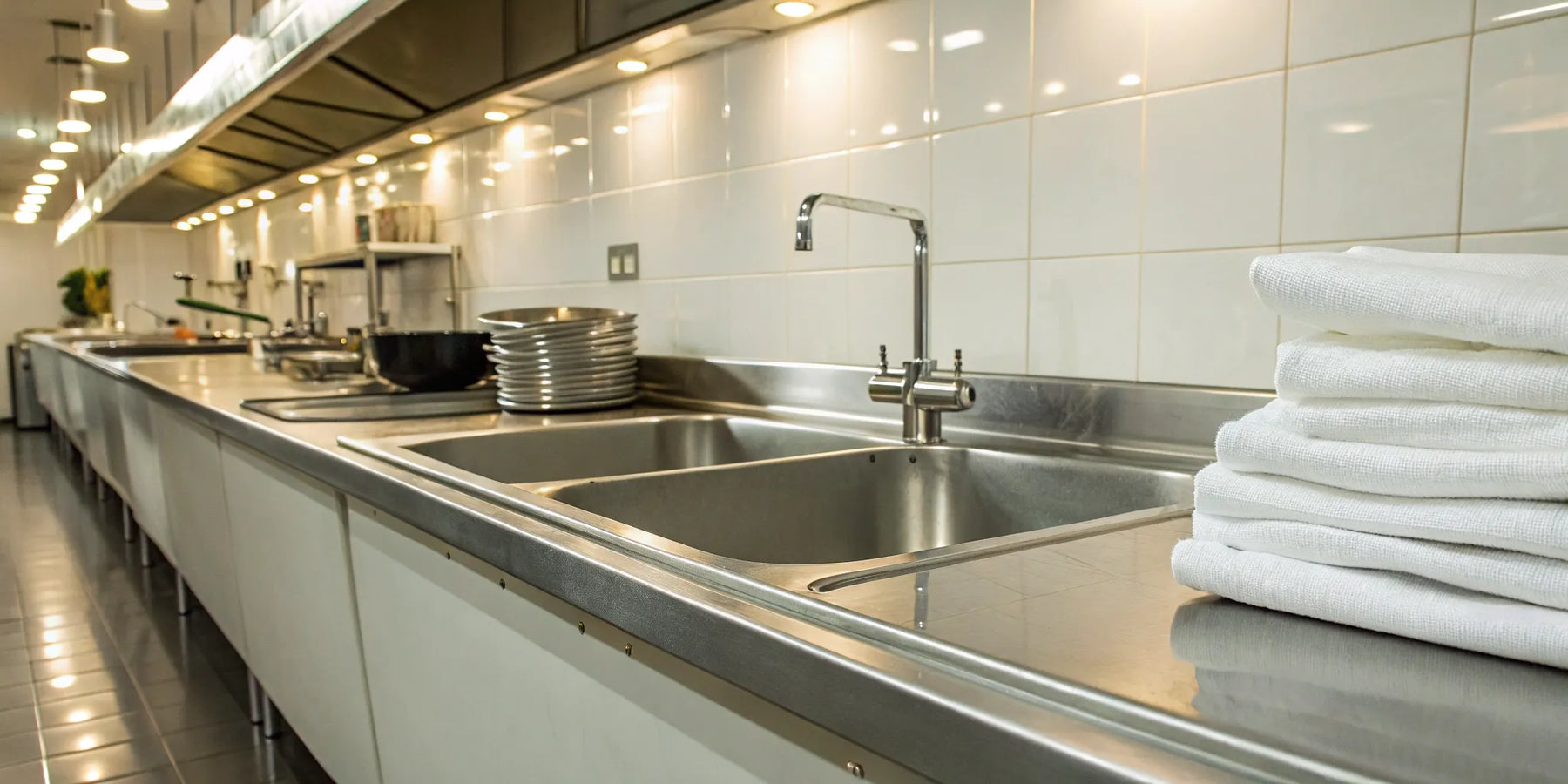 Durable industrial sink for restaurant use.