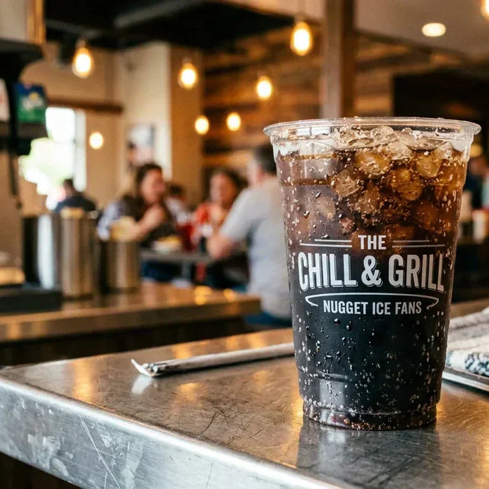 Commercial nugget ice in a soda cup, the Chick-fil-A ice style operators want to serve