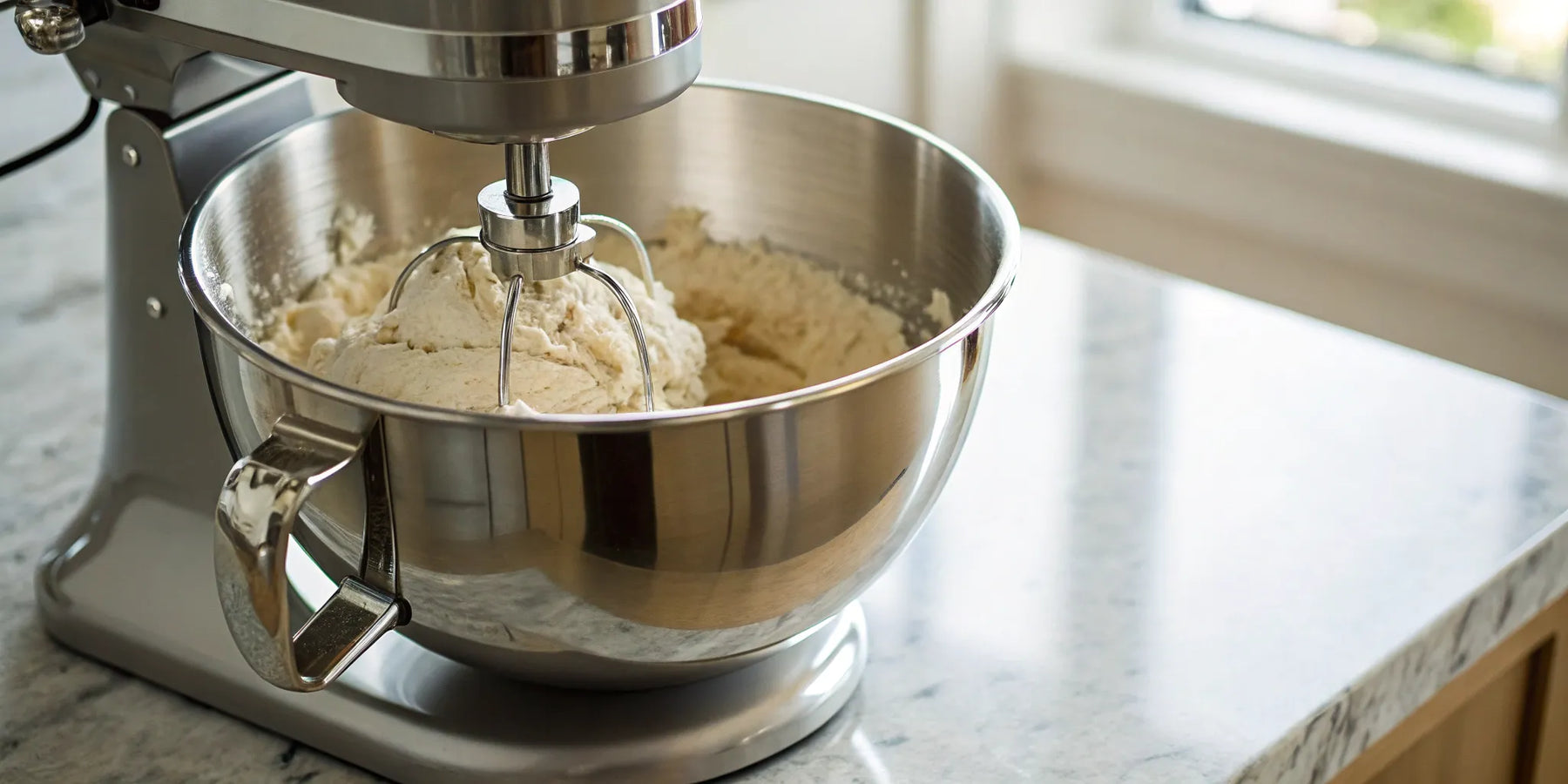 KitchenAid 8-qt. mixer in a stainless steel bowl.