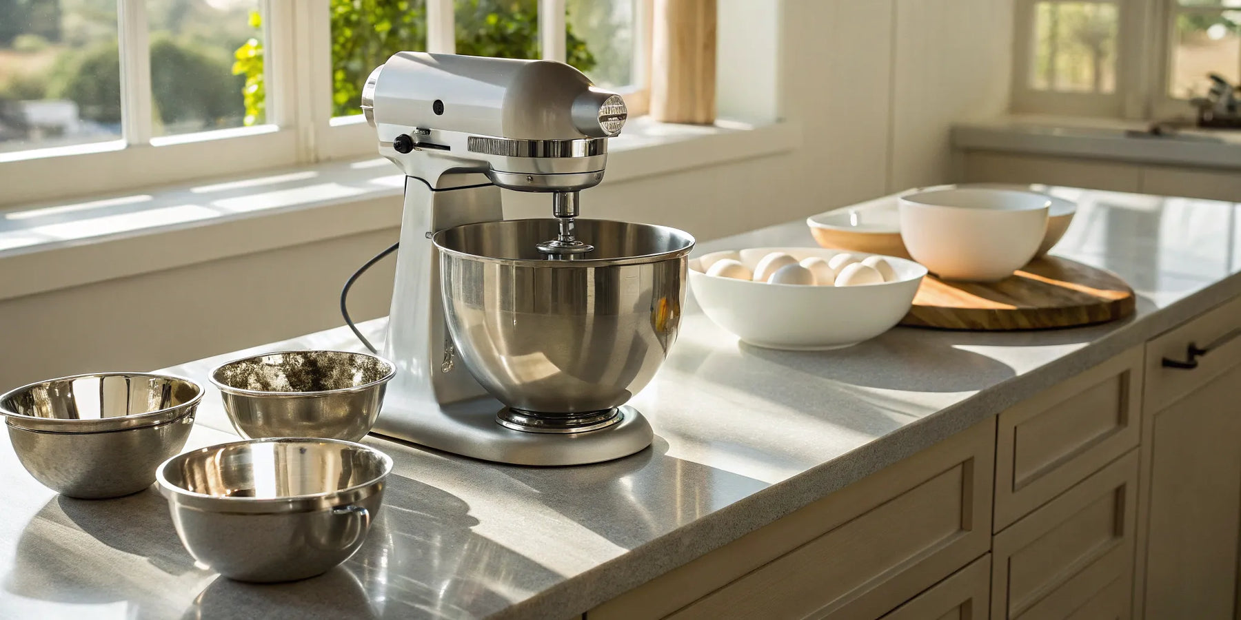 KitchenAid 8-quart stainless steel mixer bowl.