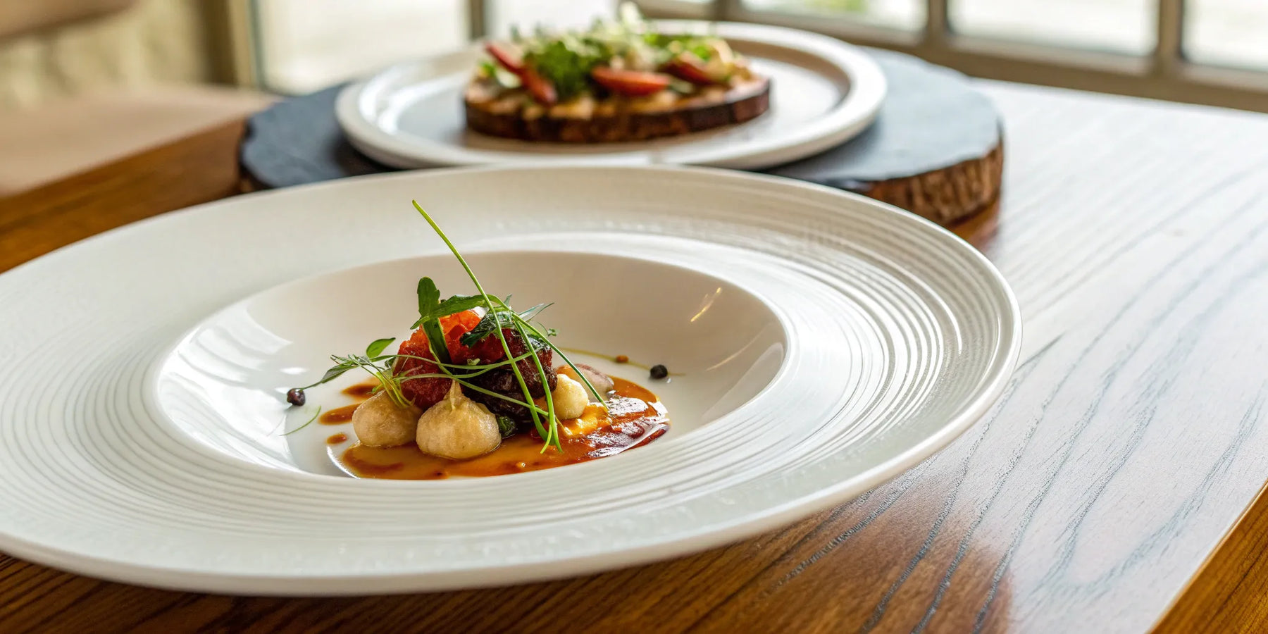 A prepared dish served on a ceramic dinner plate.