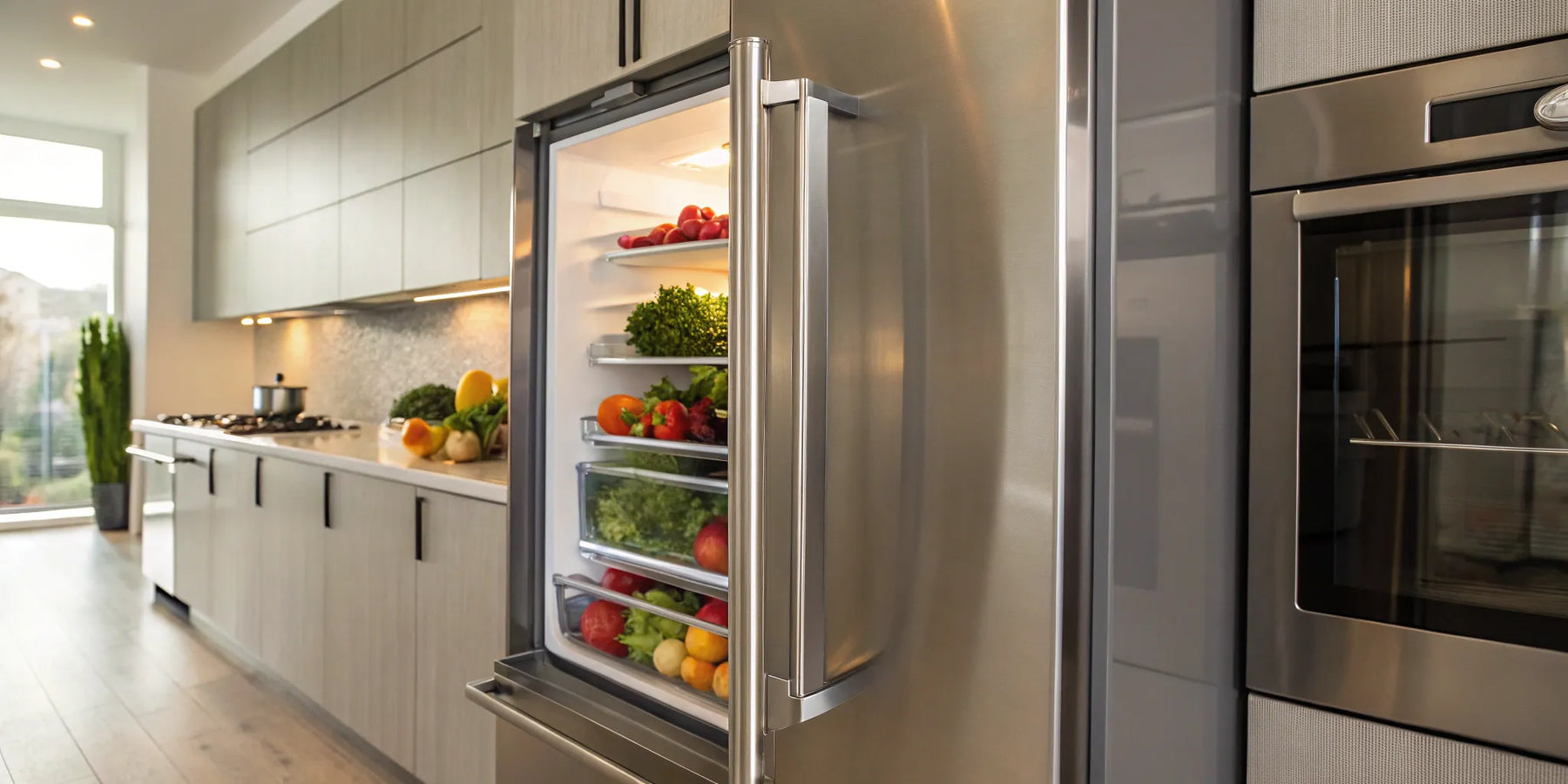 A stainless steel reach in freezer with its door open inside a commercial kitchen.