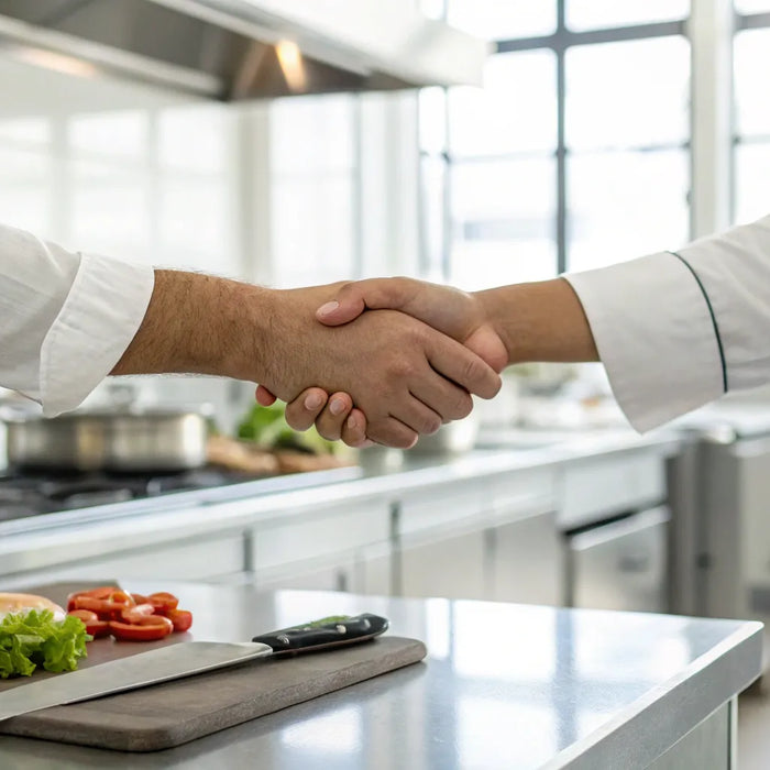 Restaurant equipment financing handshake agreement.