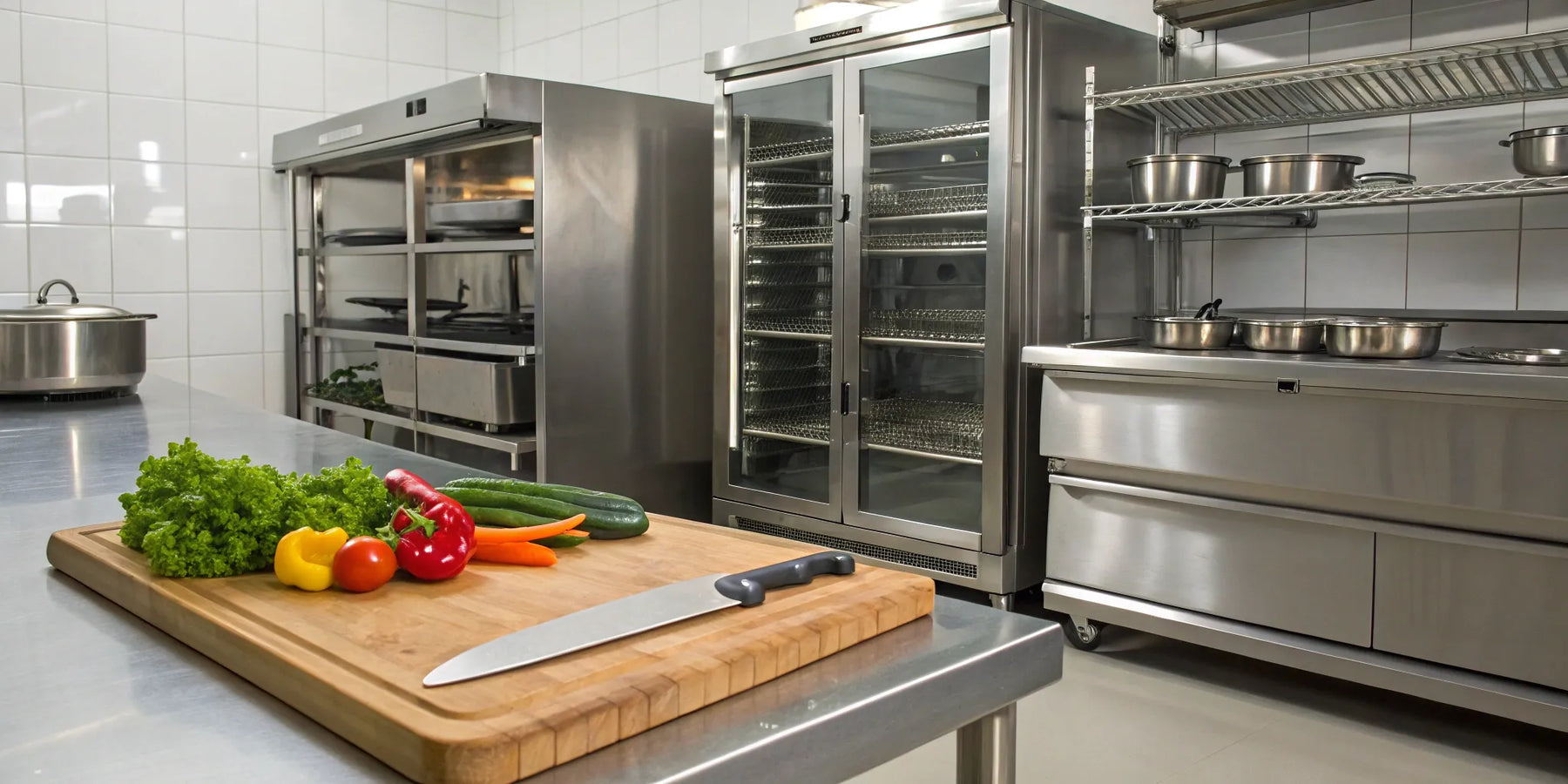 Restaurant kitchen supplies and equipment.