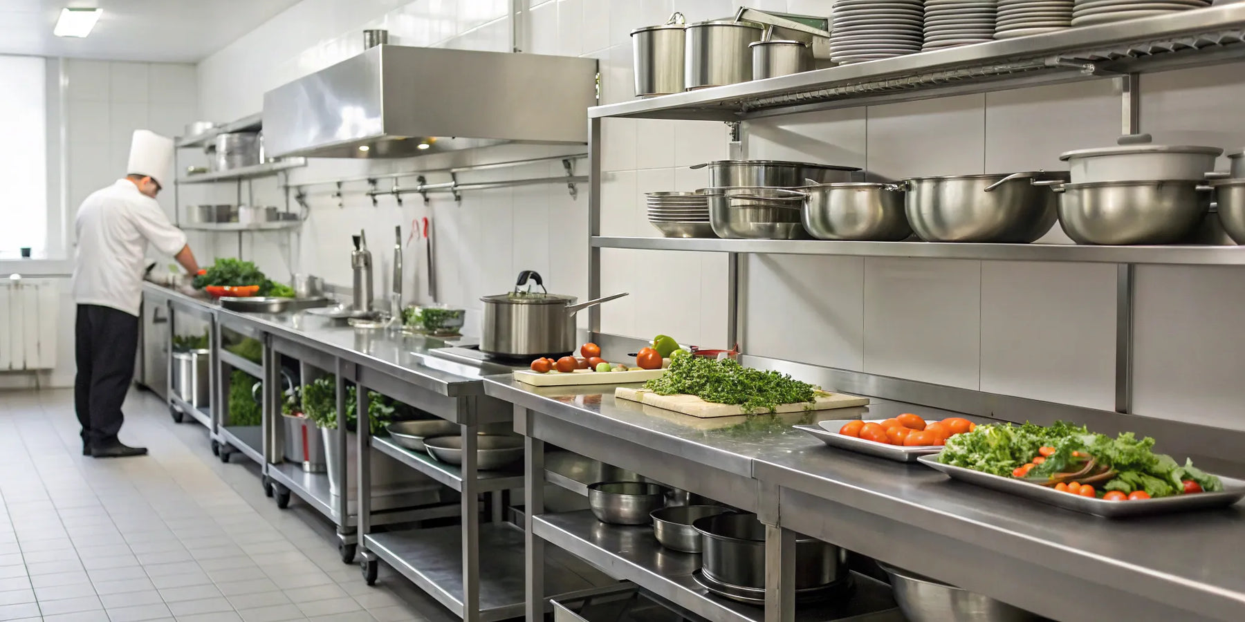 Commercial kitchen supplies and equipment.
