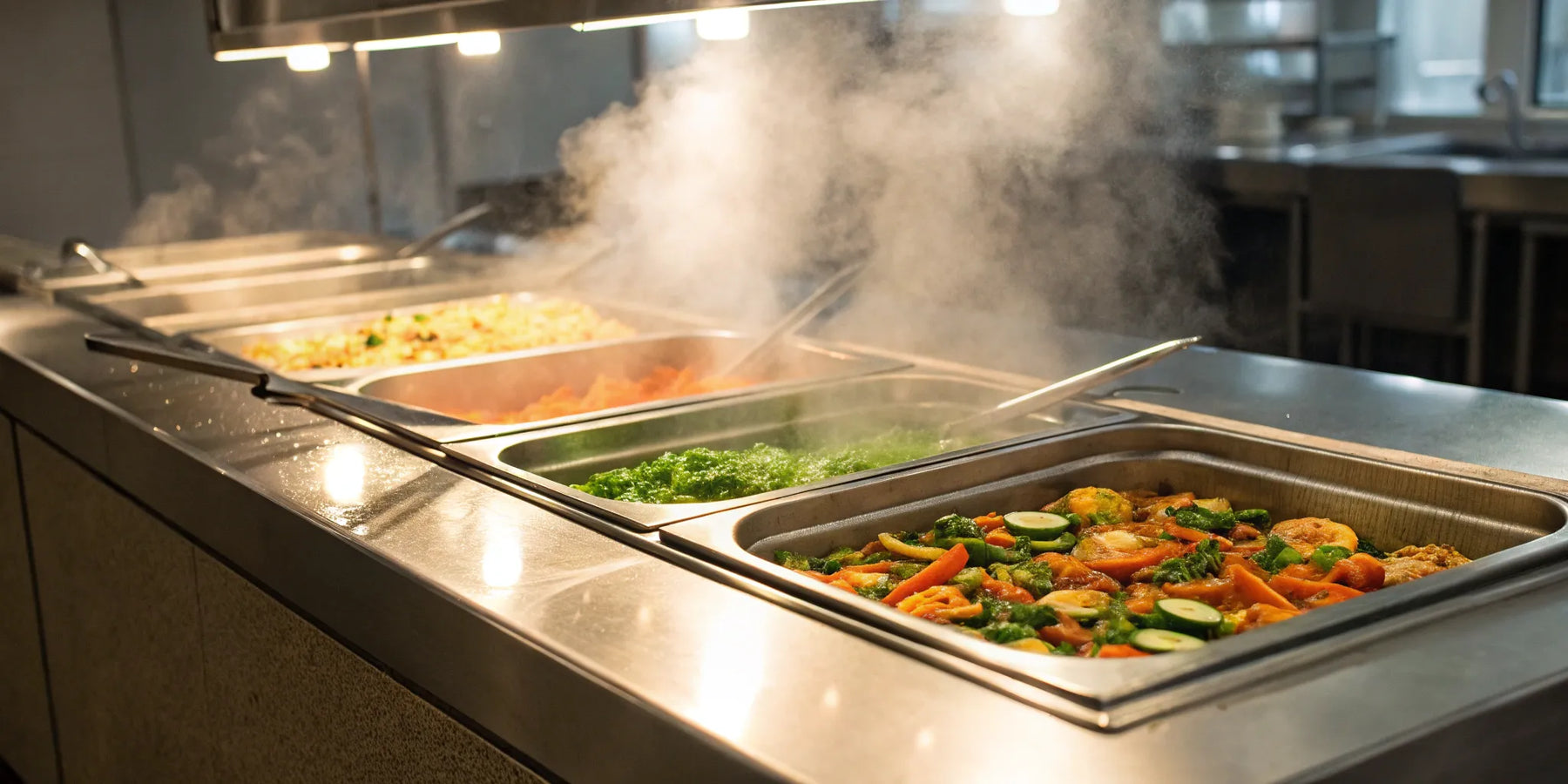 4-well steam table maintaining optimal food temperatures.