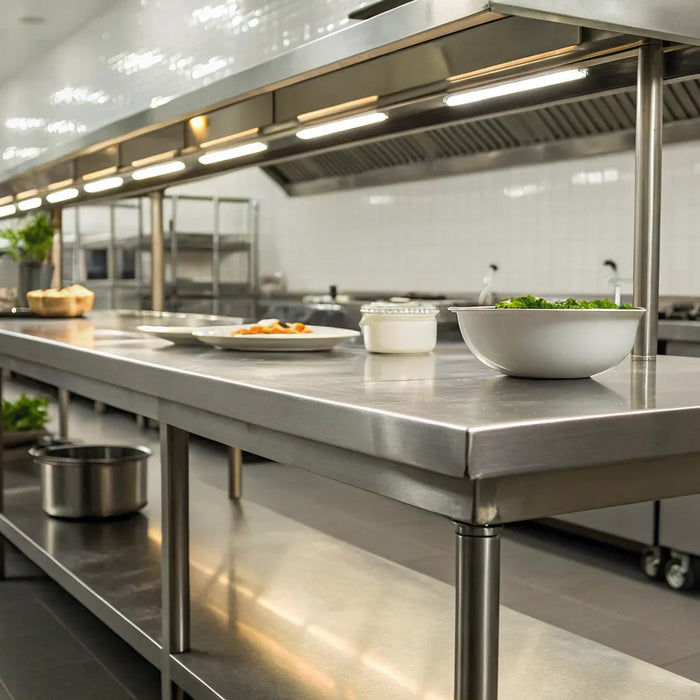 Durable 72x30 stainless steel table.