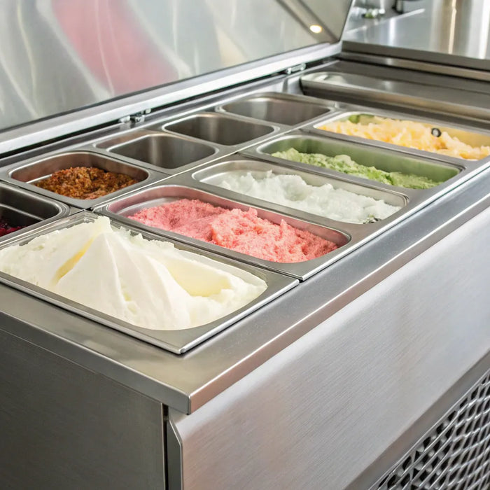 Ice cream dipping cabinet for restaurant use.