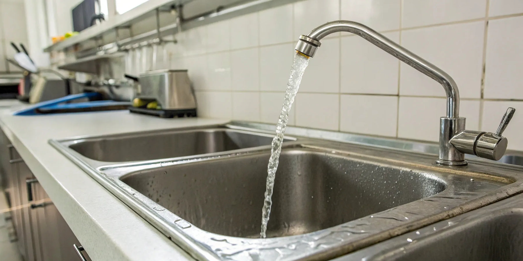Restaurant sink draining into grease trap.
