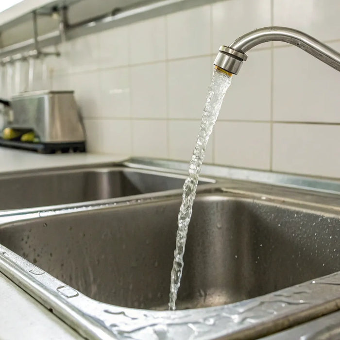 Restaurant sink draining into grease trap.