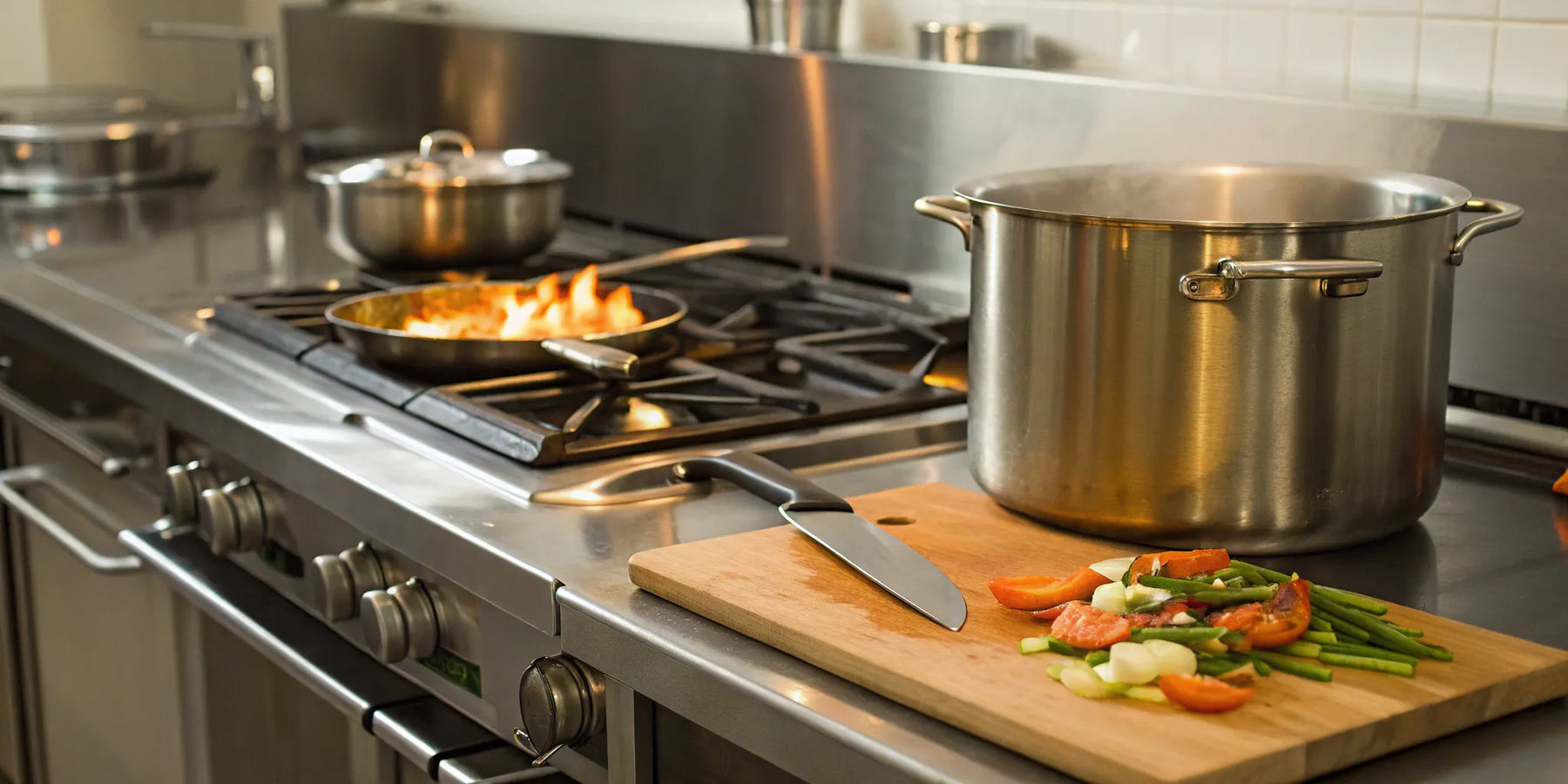 A Tulsa commercial kitchen with stainless steel cooking and food prep equipment.
