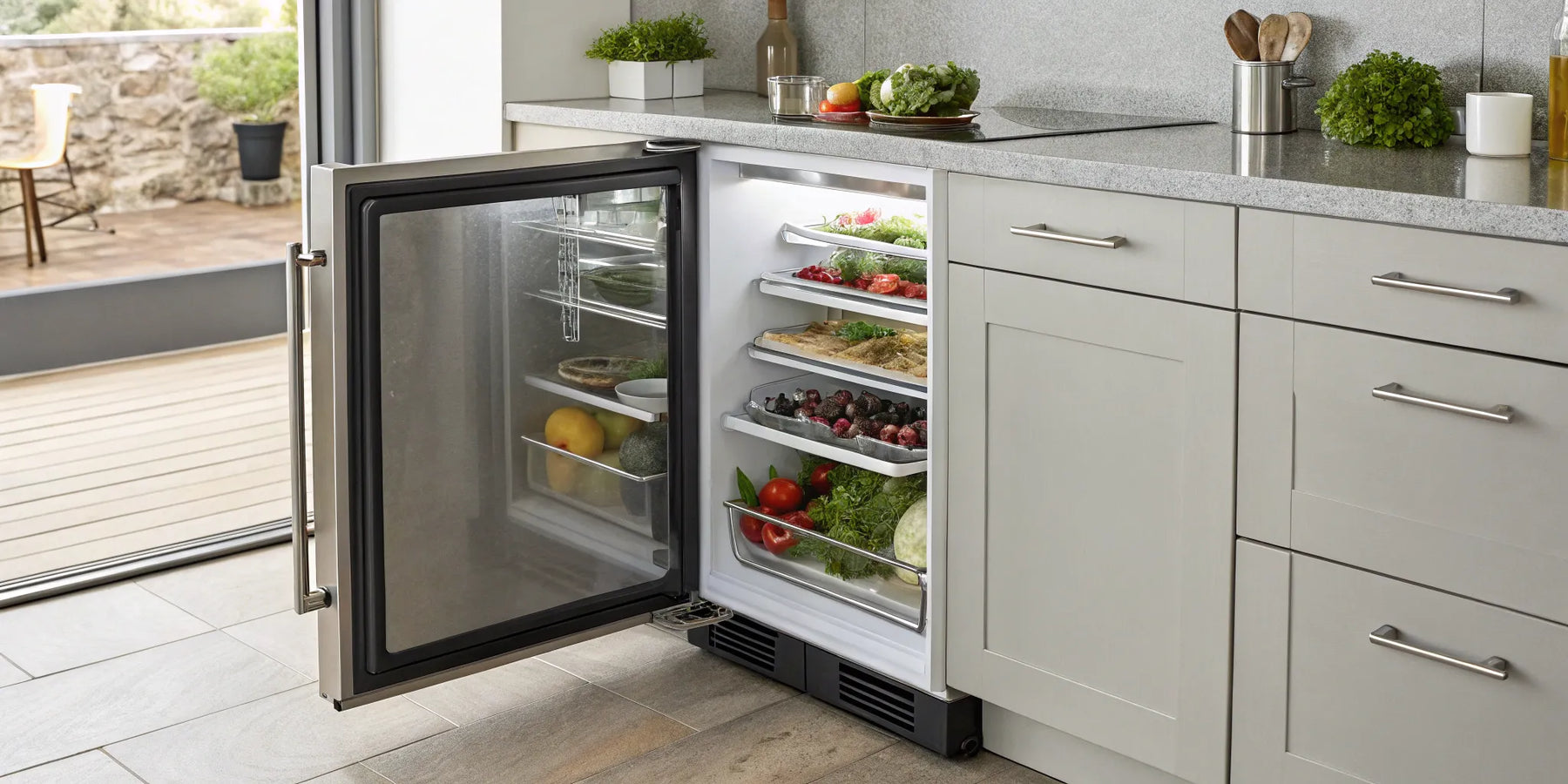 Undercounter frost-free freezer showcasing organized storage.
