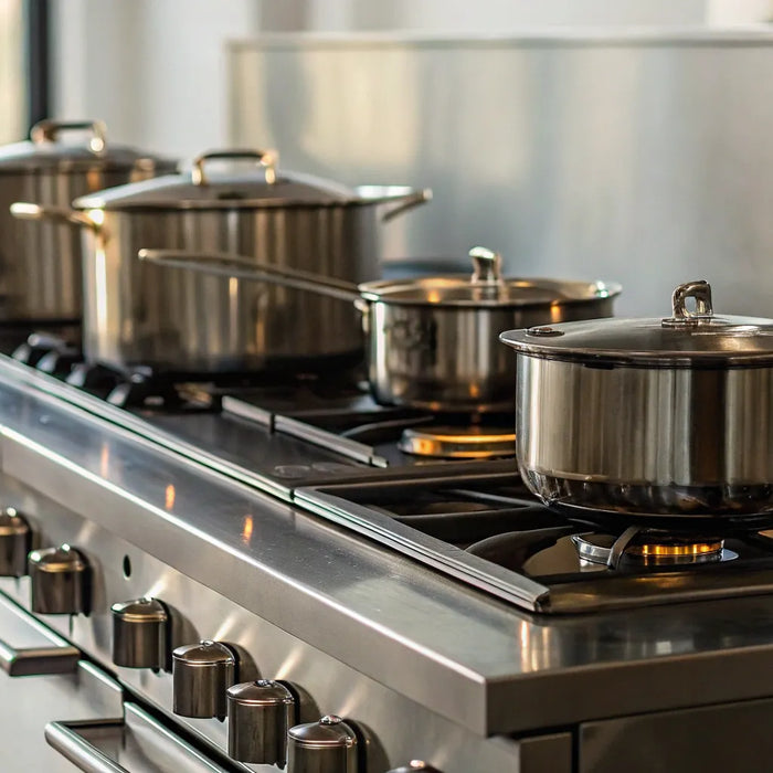 36-inch commercial stove in a professional kitchen.