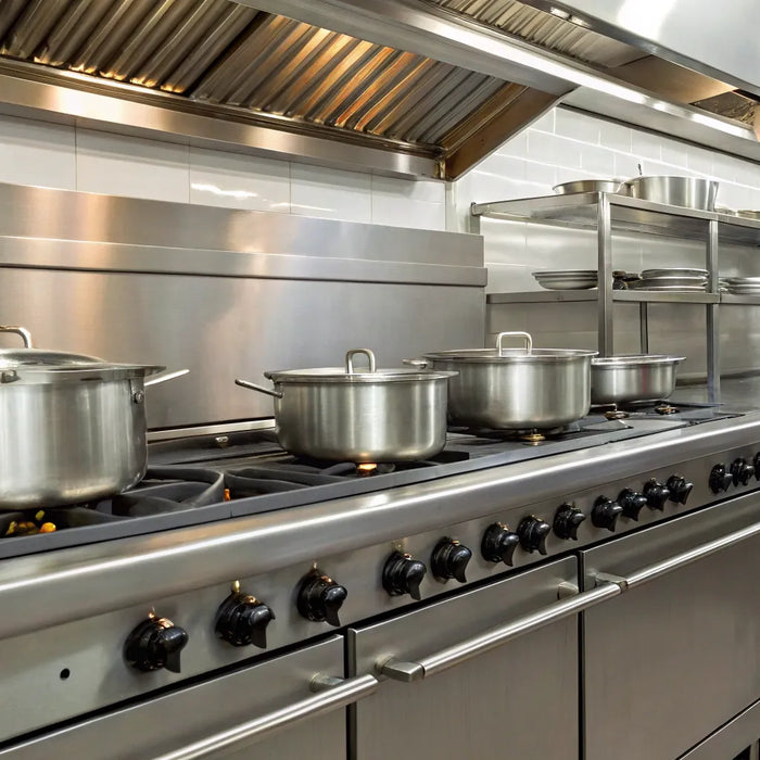 Essential stainless steel restaurant equipment.