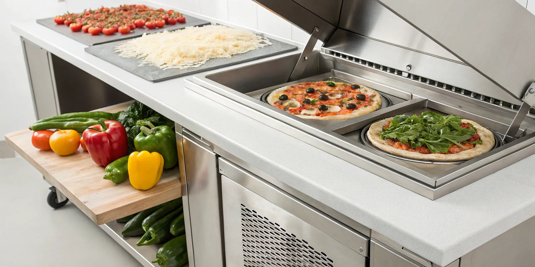 Accessing evaporator coil on True pizza prep table.