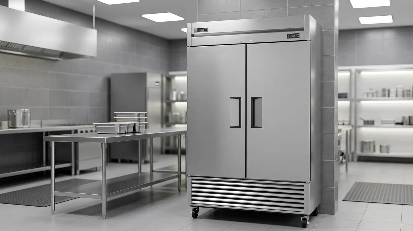 Commercial refrigerator in a professional kitchen