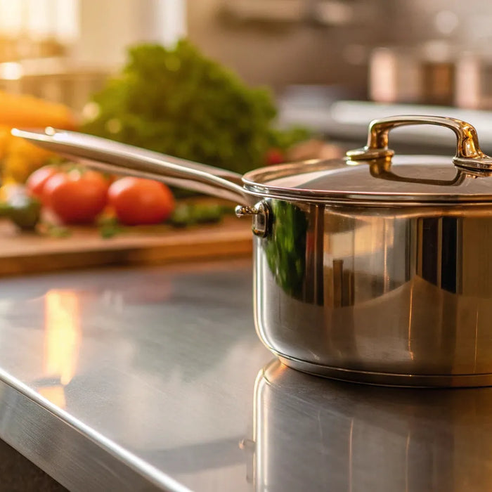 Bain marie pot with lid.