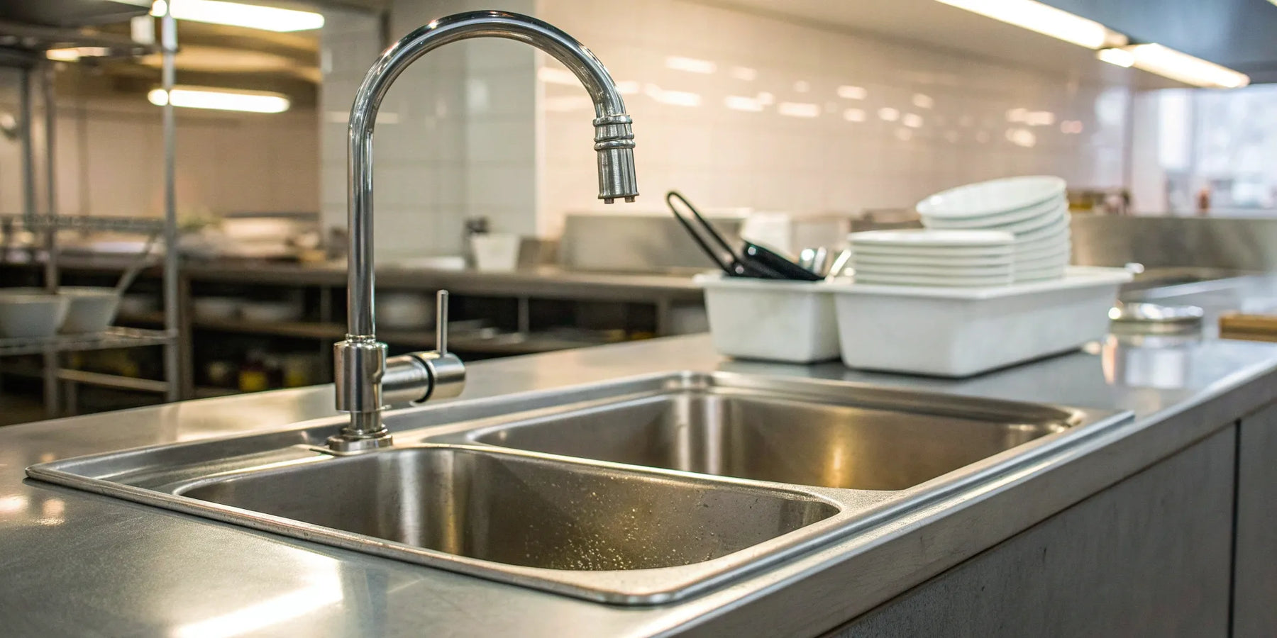 Durable double-compartment industrial sink.