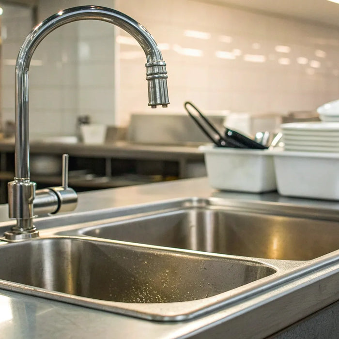 Durable double-compartment industrial sink.