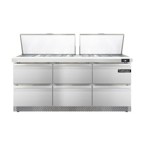 Continental Refrigerator D72N27M-FB-D 72-inch Mega Top Sandwich Prep Table