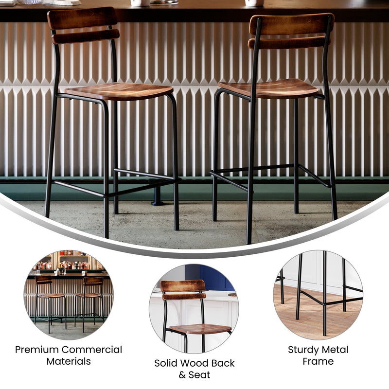 2PK Commercial Black Bar Stool