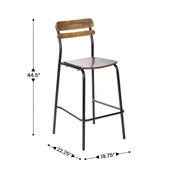 2PK Commercial Black Bar Stool