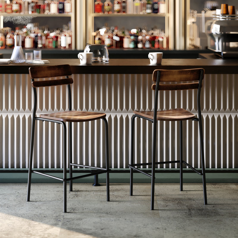 2PK Commercial Black Bar Stool
