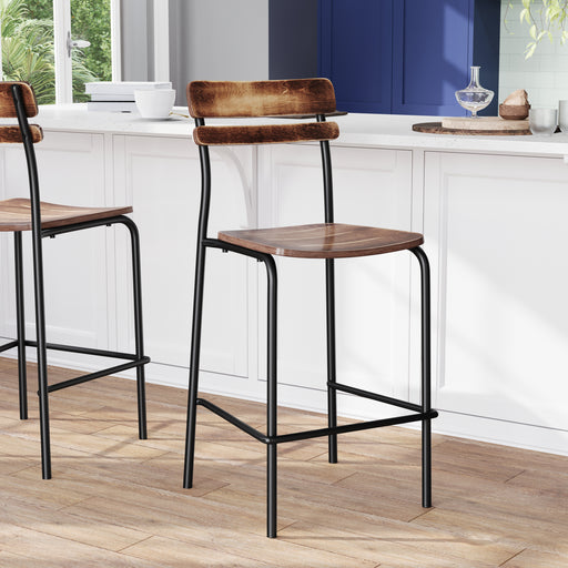 2PK Commercial Black Bar Stool