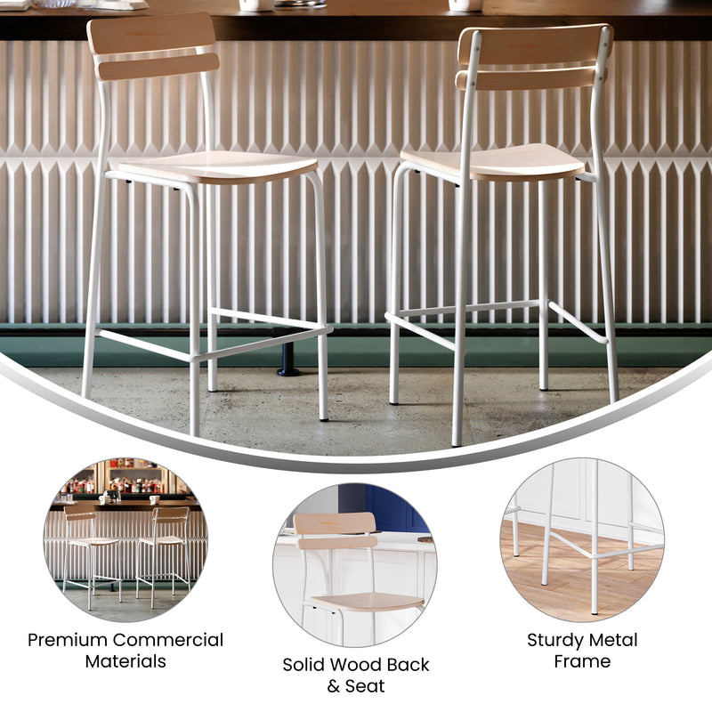 2PK Commercial White Bar Stool