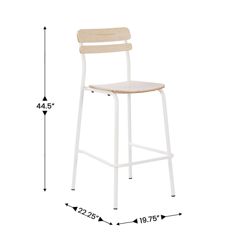 2PK Commercial White Bar Stool