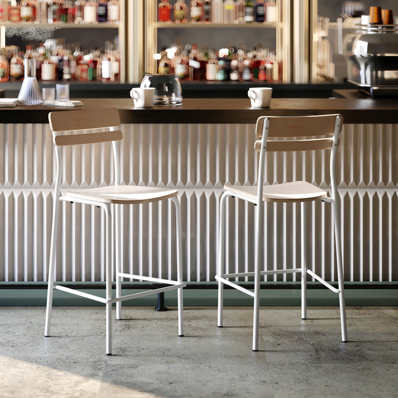 2PK Commercial White Bar Stool