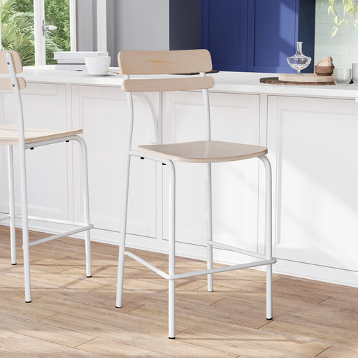 2PK Commercial White Bar Stool