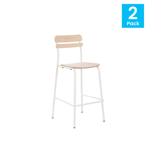 2PK Commercial White Bar Stool