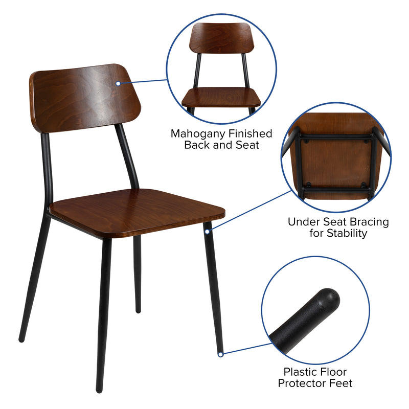2 Pack Industrial Dining Chair