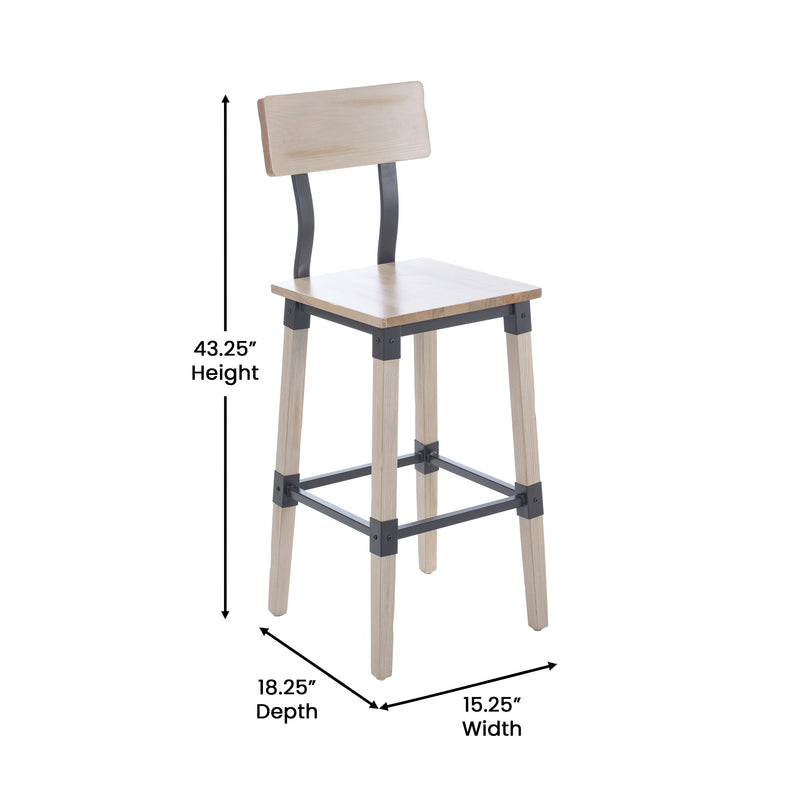 2PK Ant Wht Dining Barstool
