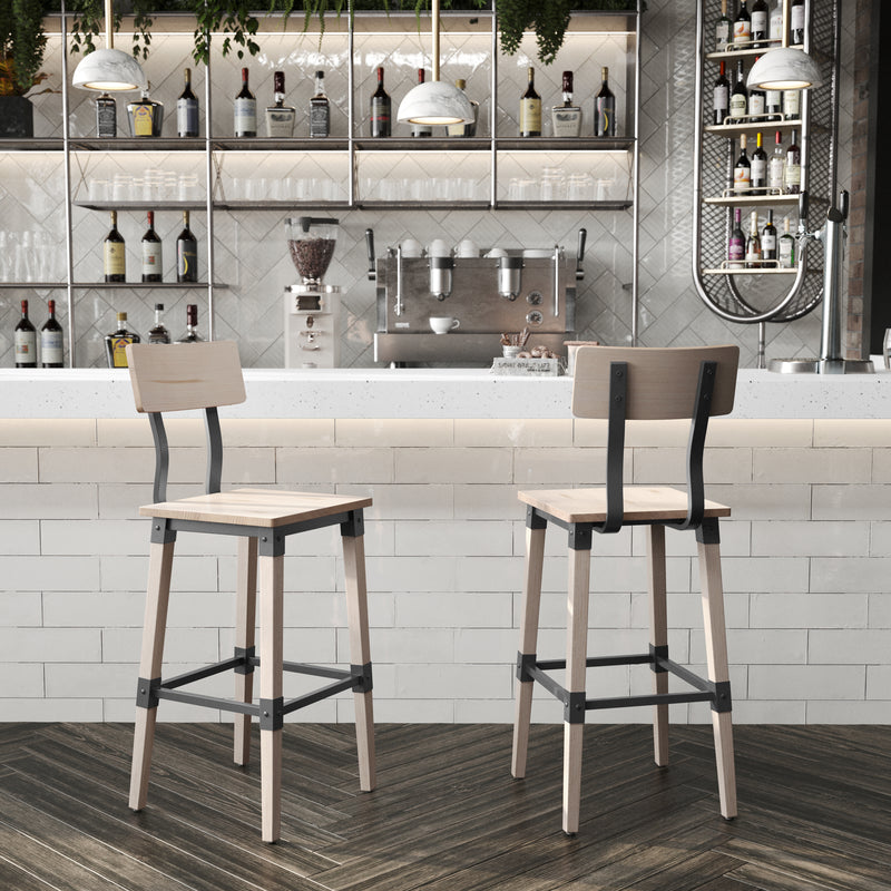 2PK Ant Wht Dining Barstool