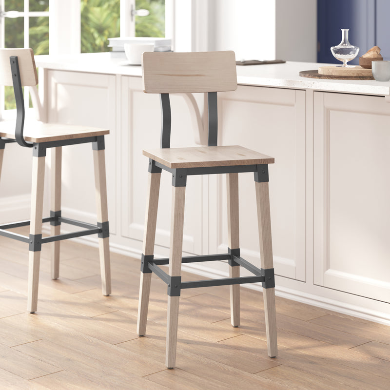 2PK Ant Wht Dining Barstool
