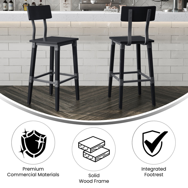 2PK Black Dining Barstool