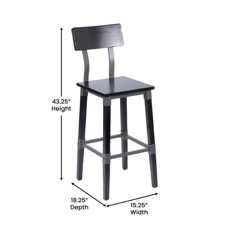 2PK Black Dining Barstool