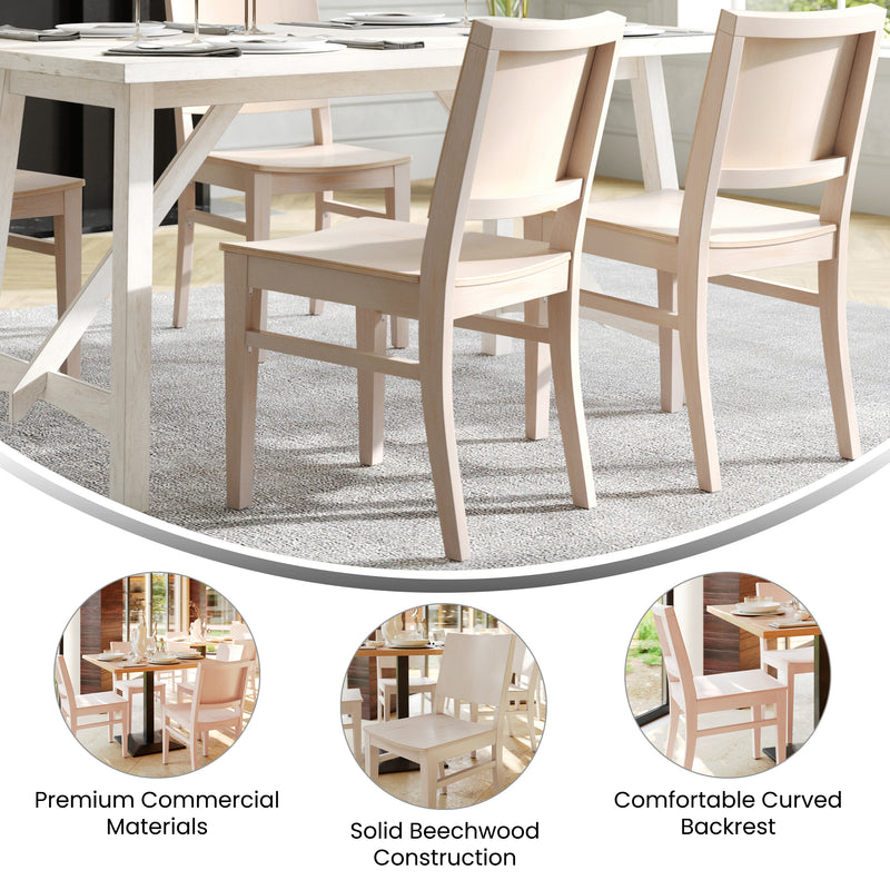 2 Commercial AntWht Wood Chair