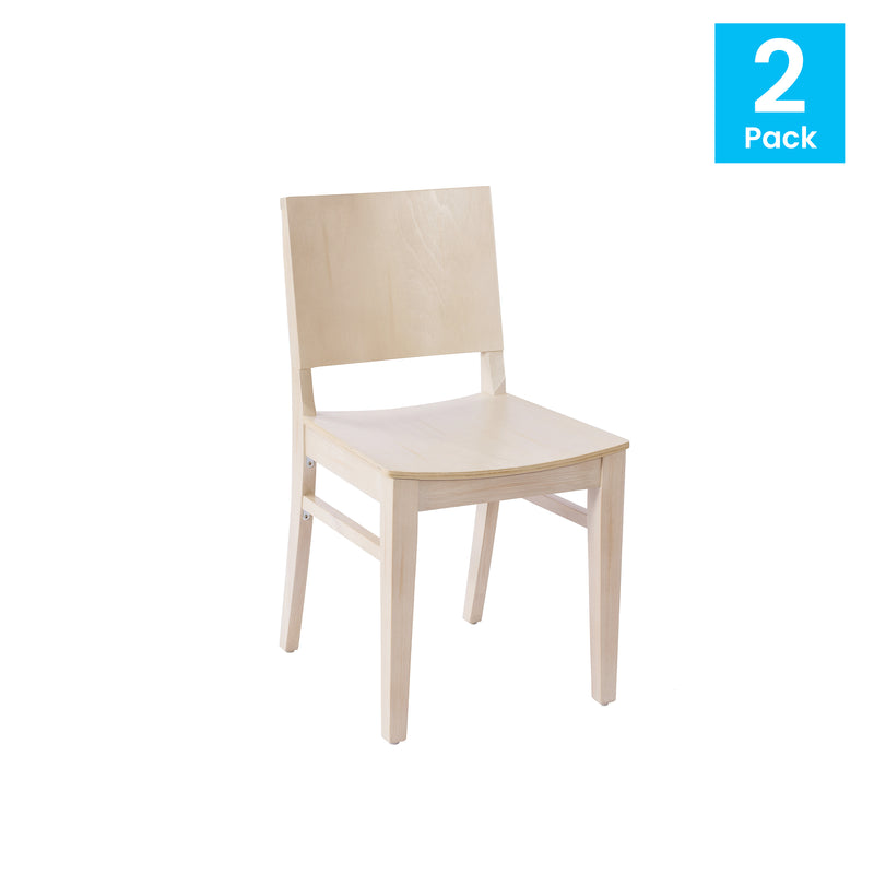 2 Commercial AntWht Wood Chair