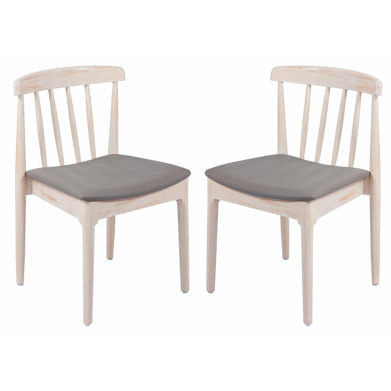 2PK WH/BGE Slat Dining Chair