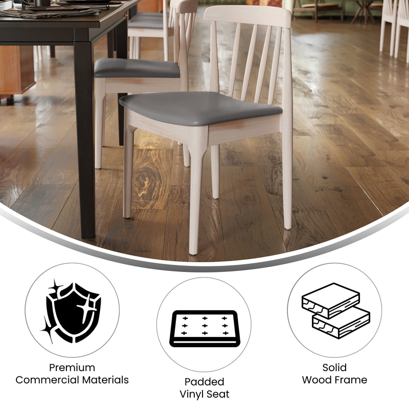 2PK WH/BGE Slat Dining Chair
