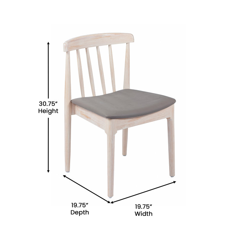 2PK WH/BGE Slat Dining Chair
