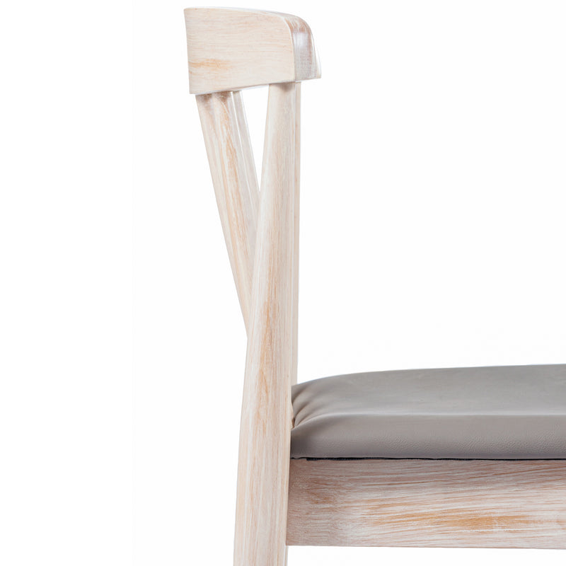 2PK WH/BGE Slat Dining Chair
