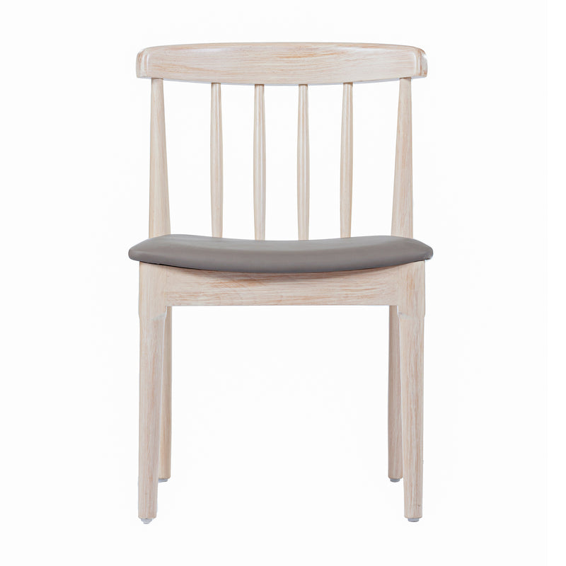 2PK WH/BGE Slat Dining Chair