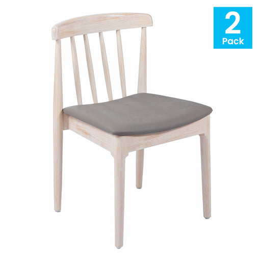 2PK WH/BGE Slat Dining Chair