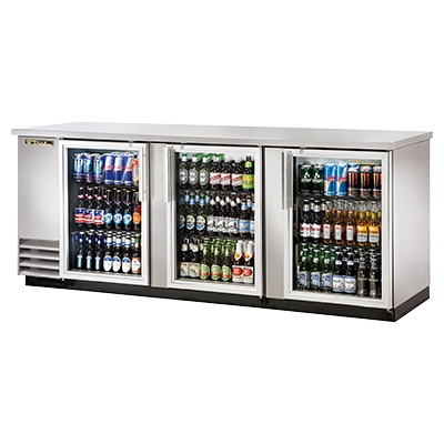 True TBB-4G-S-HC-LD 90 inch Refrigerated Back Bar Cabinet