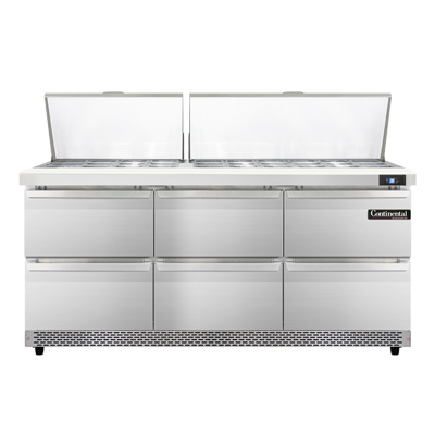 Continental Refrigerator SW72N30M-FB-D 72-inch Mega Top Sandwich Prep Table